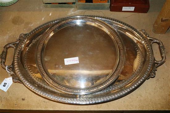 Silver plated tea tray and salver